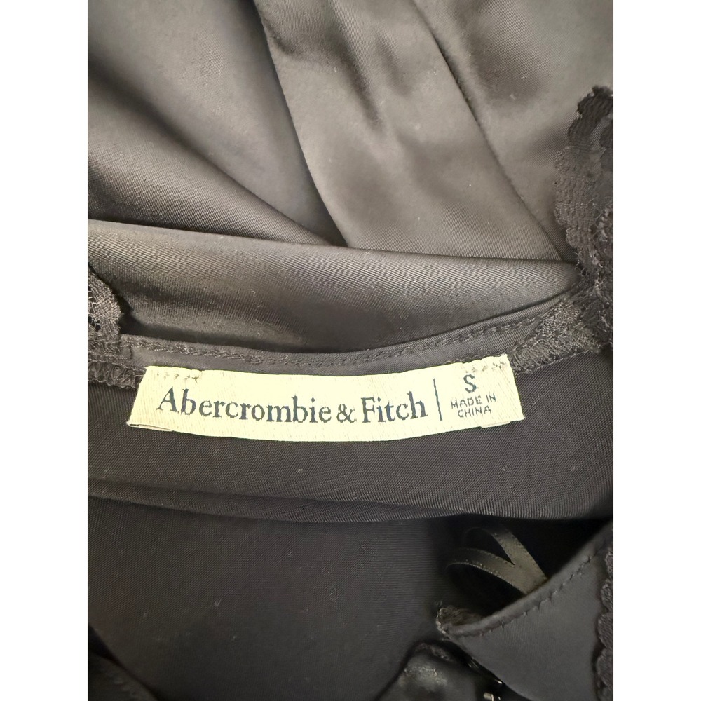 Abercrombie & Fitch Black Lace Satin Maxi Bias Cut Slip Dress S Y2K Romantic - Picture 7 of 8